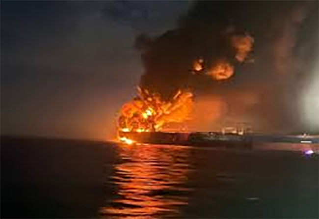 One dead, 38 rescued from oil tankers ablaze in Gulf as Iran claims responsibility