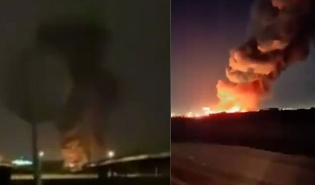 Drone attack hits fuel tank at Kuwait International Airport causing fire