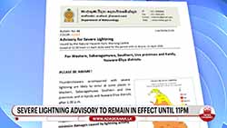Advisory issued for severe lightning; Public urged to take necessary precautionary measures (English)