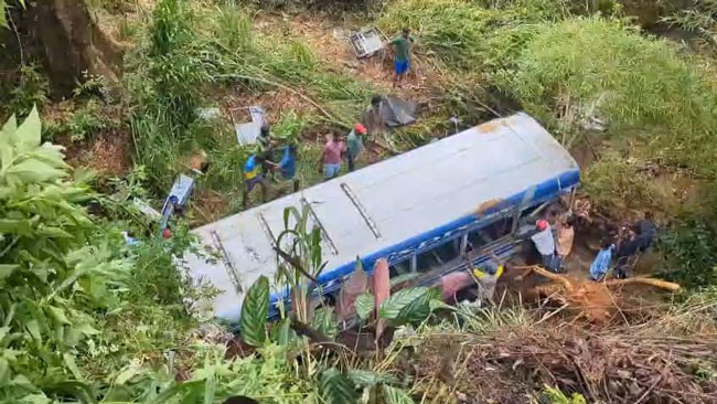 Around 20 injured after bus plunges into precipice in Hatton 
