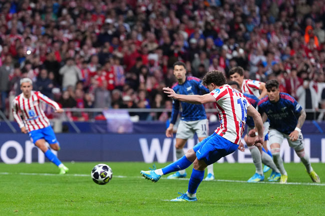 Arsenal and Atletico exchange penalty goals in 1-1 draw in 1st leg of Champions League semifinals