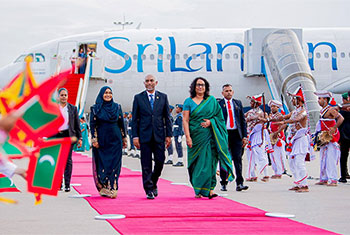 Maldivian President Mohamed Muizzu arrives in Sri Lanka