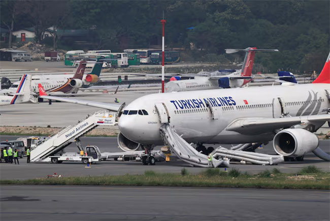 Turkish Airlines plane evacuated due to tyre fire after landing in Kathmandu