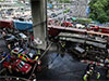 At least eight dead, 25 injured in train collision that sparks bus fire in Thailand