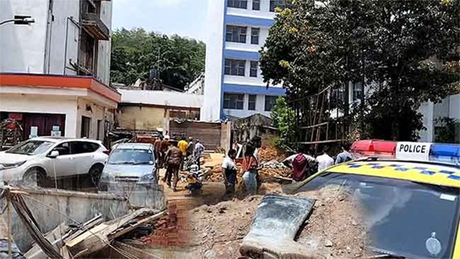 Two workers injured after part of six-storey building collapses in Kandy
