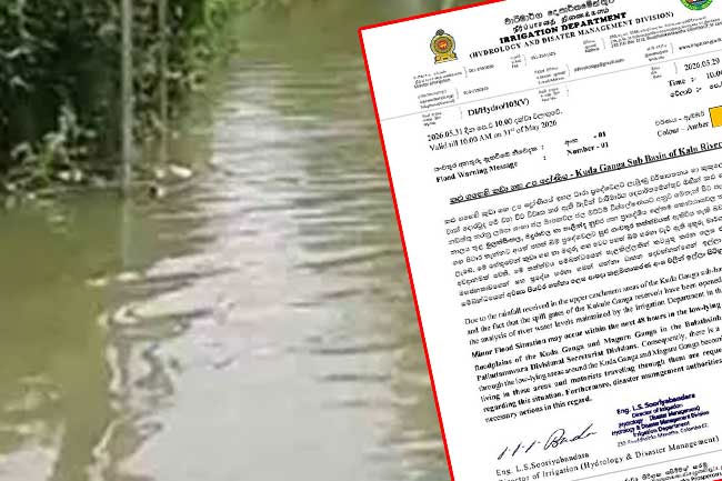 Minor flood warning issued for Kalu Ganga and Maguru Ganga basins 